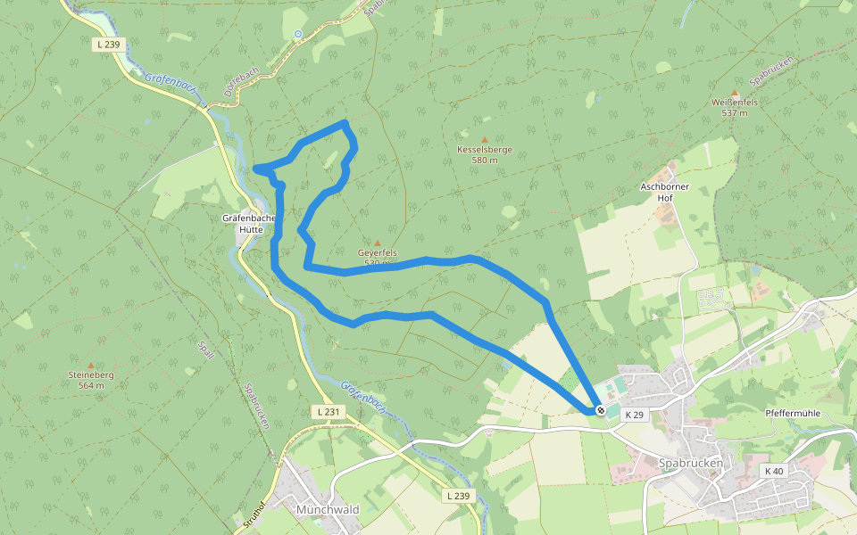 Spabrücker Eisenhütterweg walking route map in Spabrücken