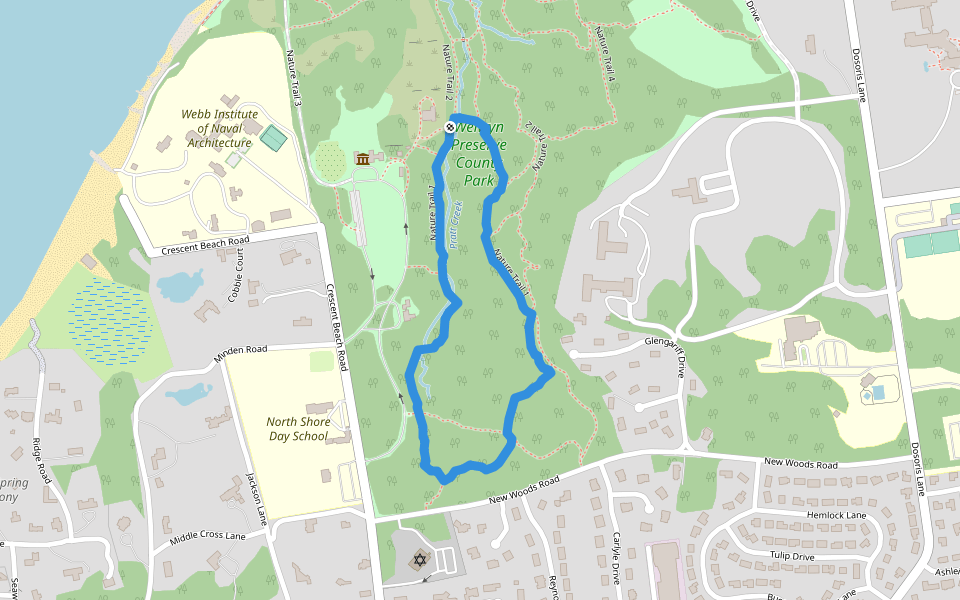 Nature Trail 1 walking route map in Glen Cove