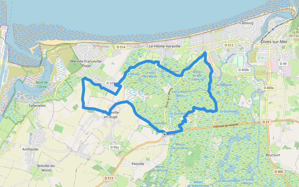 Le débarquement walking route map in Varaville