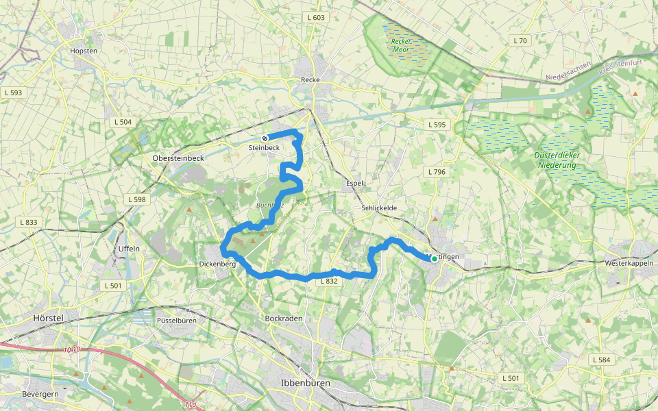Töddenweg Etappe 2 walking route map in Mettingen