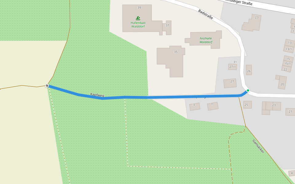 Kapfweg - Walddorf Badstraße walking route map in Altensteig