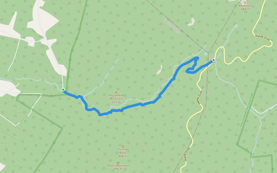 Paine Run Trail walking route map in Grottoes