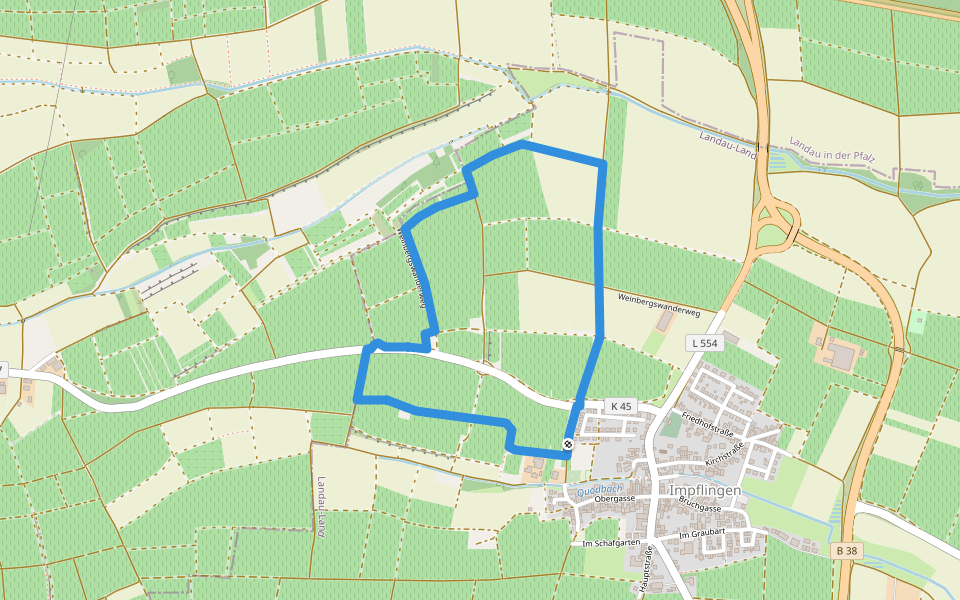 Weinbergswanderweg (erweiterte Tour) walking route map in Impflingen