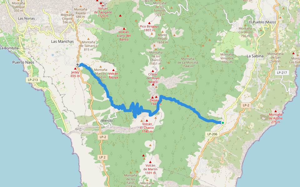 PR LP 15 Jedey-Tigalate walking route map in Villa de Mazo