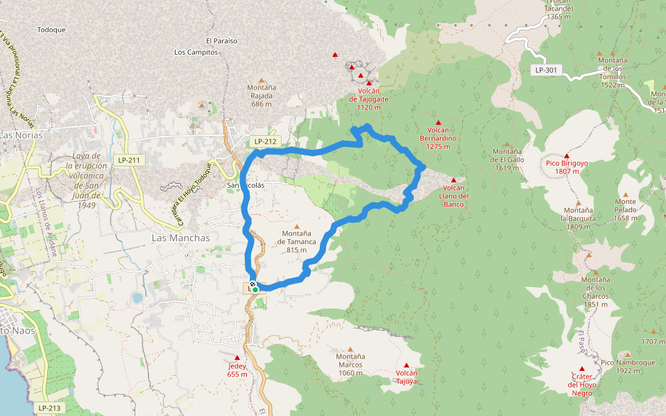PR LP 14.1 San Nicolás-Coladas de San Juan walking route map in Los Llanos