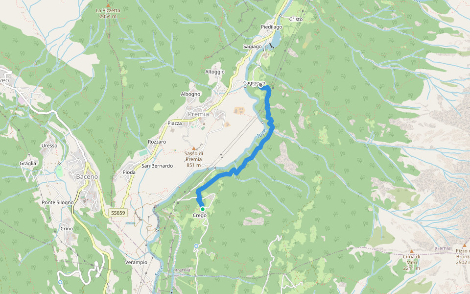G32 - Crego - Cagiogno walking route map in Crego