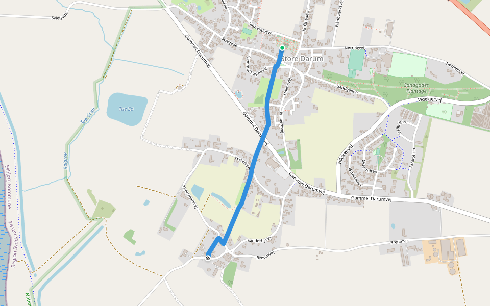 Darum Kirkesti walking route map in Bramming