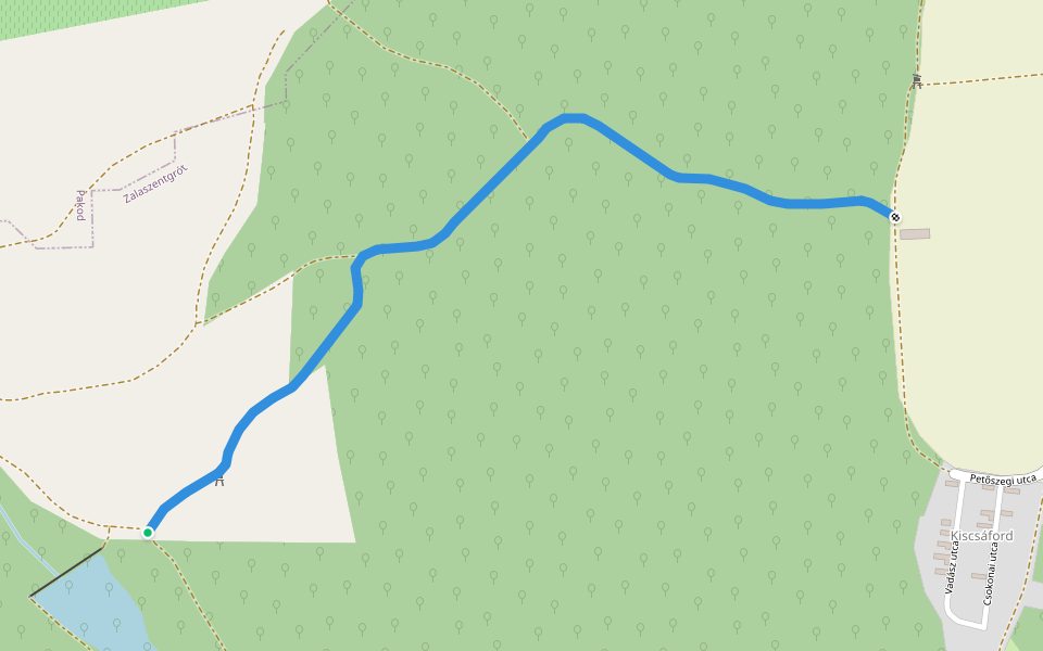 P+ (Kiscsáford) walking route map in Zalaszentgrót