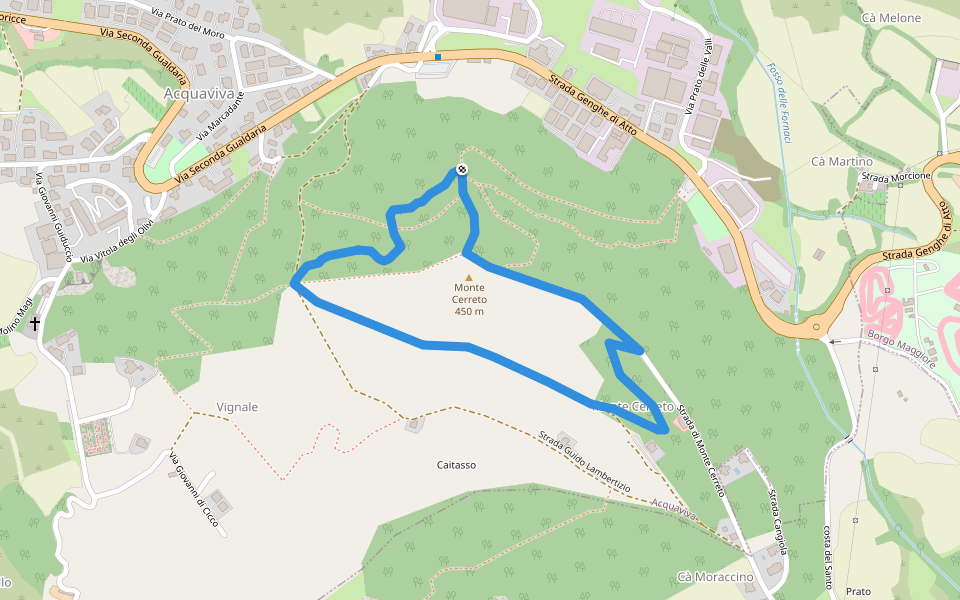 Monte Cerreto walking route map in Acquaviva