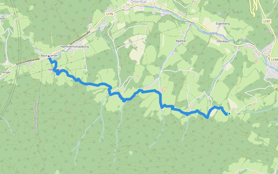 Kreuzbauern - Baumgarten walking route map in Molzegg