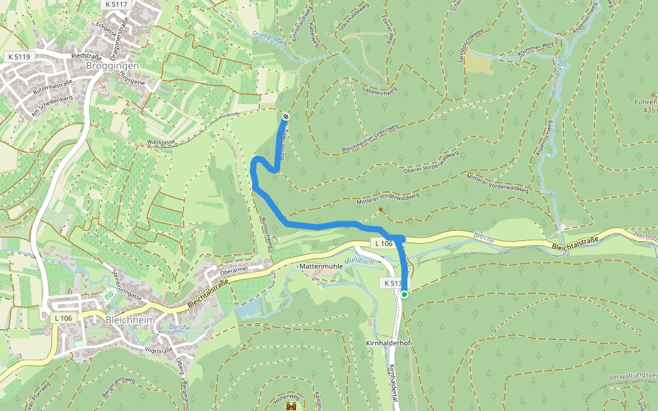 Rückhaltebecken Bleichheim - Steiggraben walking route map in Herbolzheim