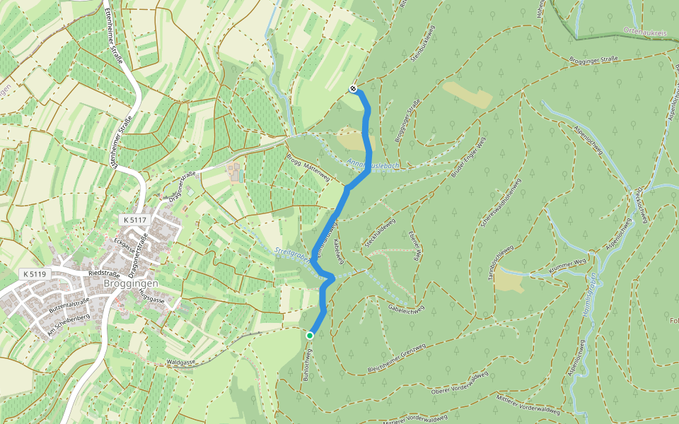 Steiggraben - Waldparkplatz Reute walking route map in Herbolzheim