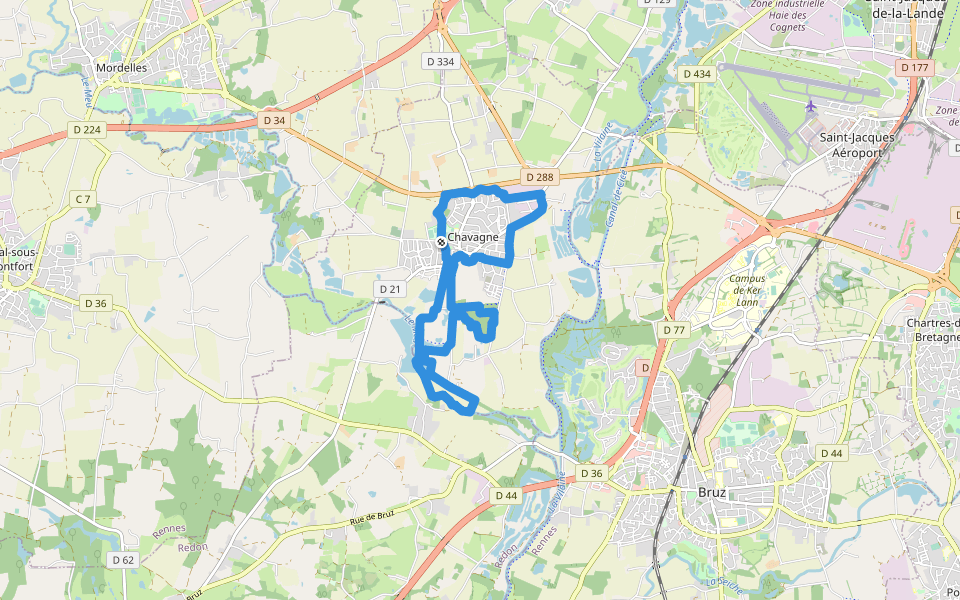 Entre Sillandais et Fontenelles walking route map in Chavagne