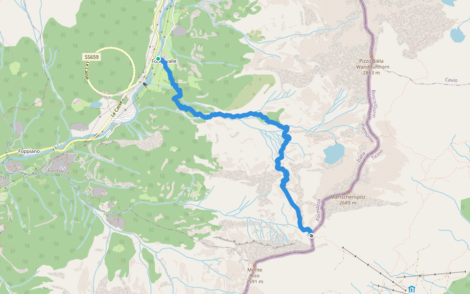 G98 - Fondovalle - Guriner Furggu walking route map in Fracchie-fondovalle