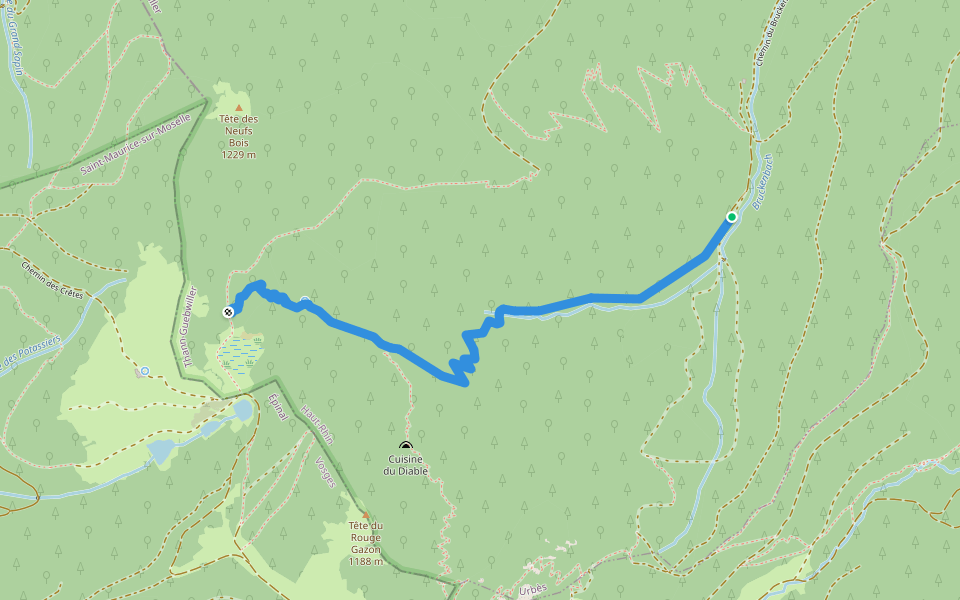 Liaison Disque rouge - GR531 Triangle rouge walking route map in Urbès