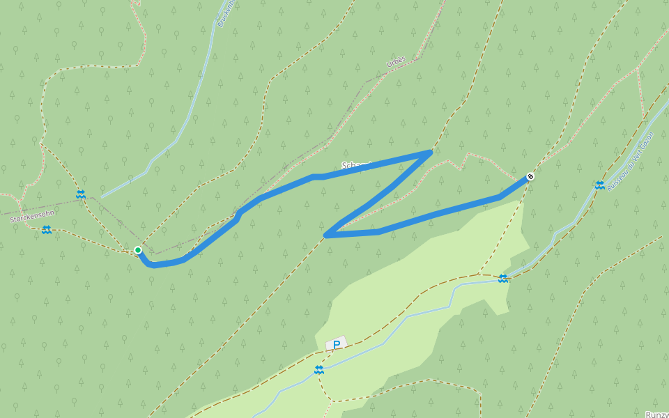 Liaison Triangle jaune - "Rouge-blanc-rouge"  Disque jaune walking route map in Storckensohn