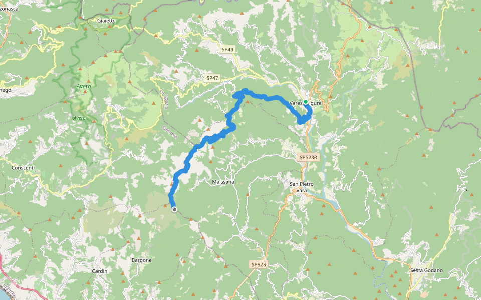 Via dei Remi - tappa 4 walking route map in Varese Ligure