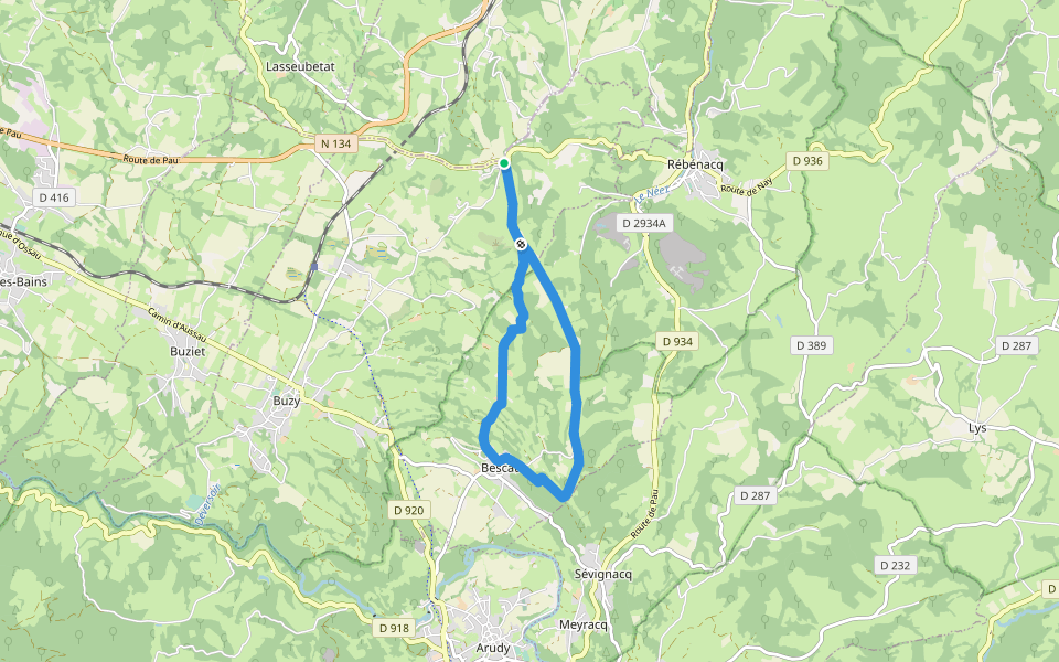 Croix de Buzy walking route map in Buzy