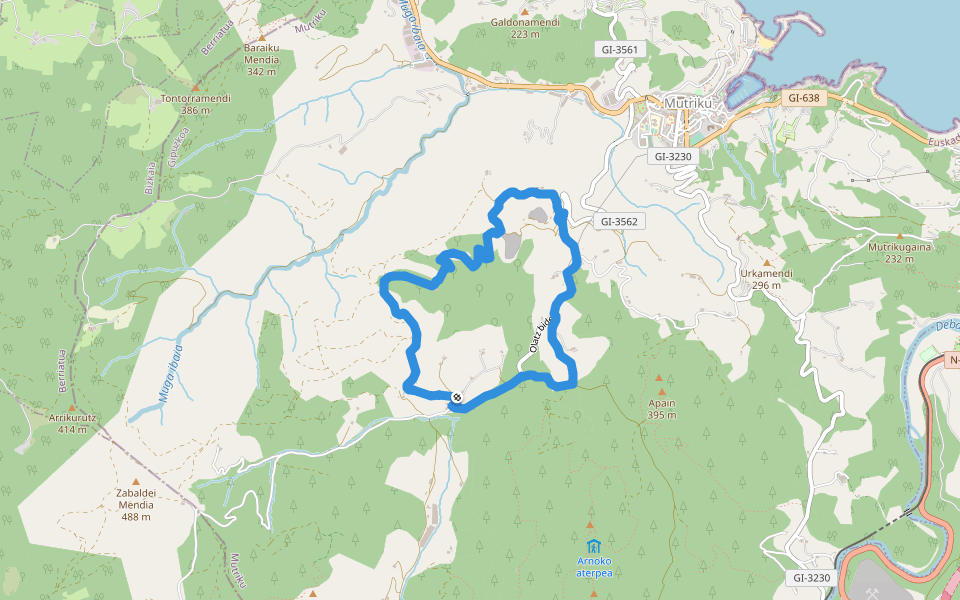PR-GI 47 Olatz auzoa walking route map in Mutriku