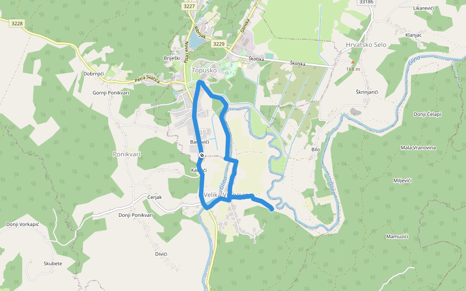 Pješačka staza 2b općine Topusko walking route map in Topusko