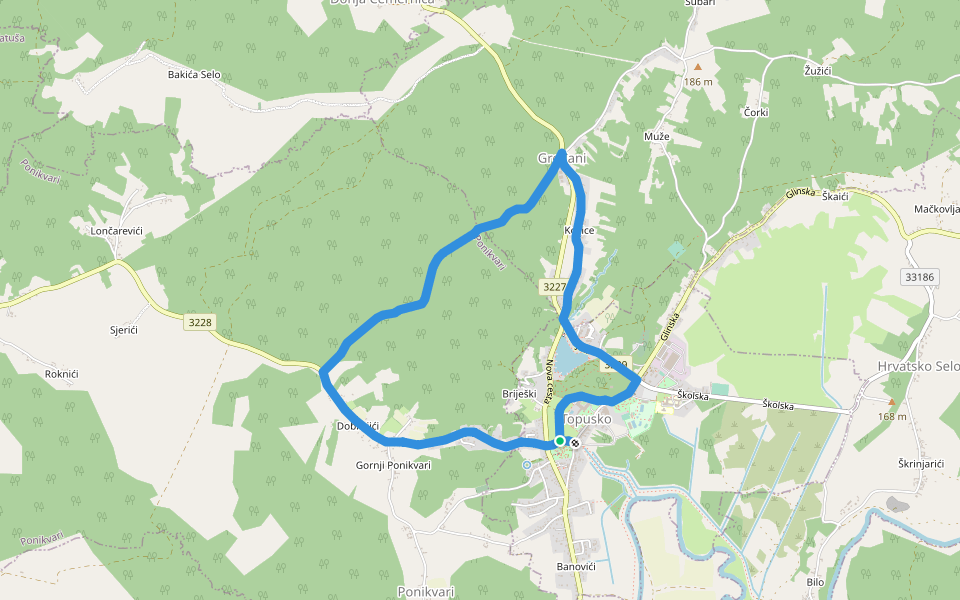 Pješačka staza 5 općine Topusko walking route map in Topusko