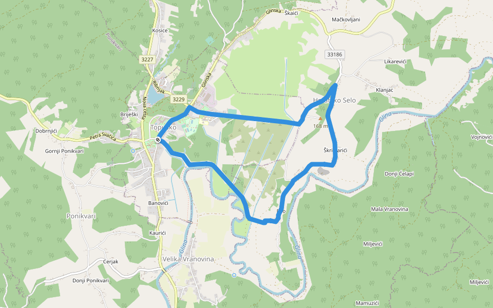 Pješačka staza 1b općine Topusko walking route map in Topusko