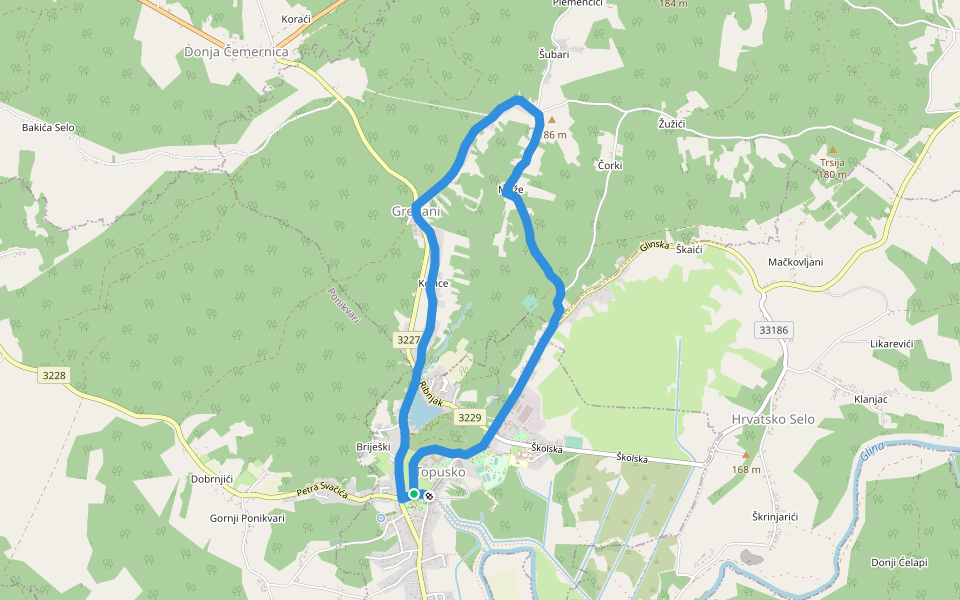 Pješačka staza 4 općine Topusko walking route map in Topusko