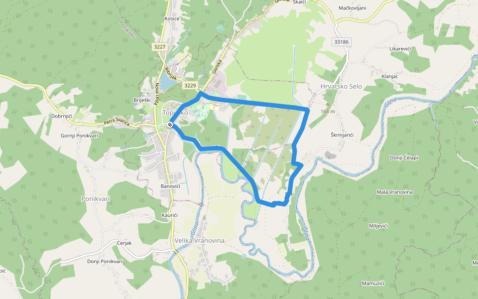 Pješačka staza 1a općine Topusko walking route map in Topusko