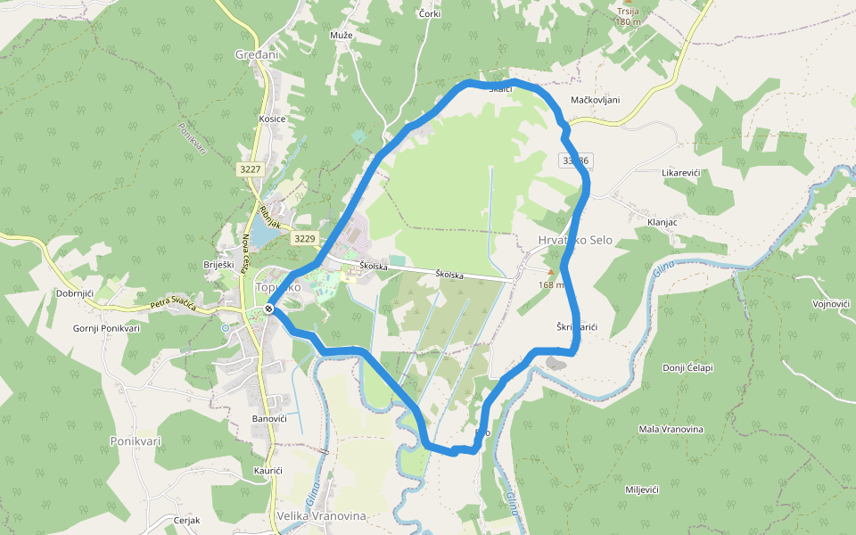 Pješačka staza 1c općine Topusko walking route map in Topusko