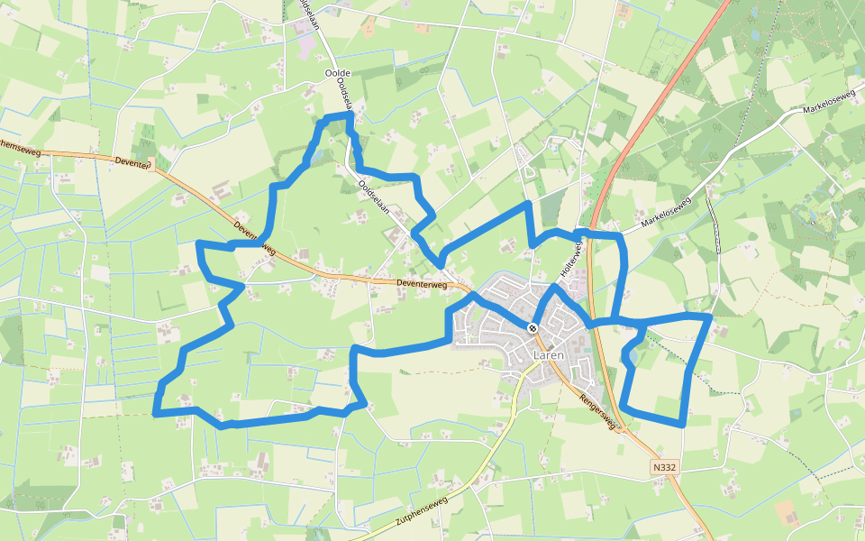 Laorns Enkenpad Verleng Lus walking route map in Laren