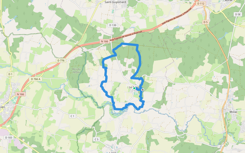 Circuit de Priziac - Le Cours walking route map in Le Cours
