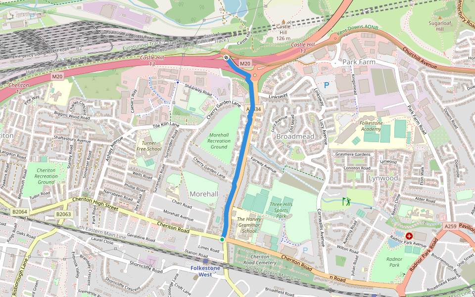 Follow the kestrel to the Downs walking route map in Folkestone