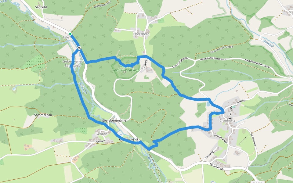Cronhütte Rundweg walking route map in Kaisersbach