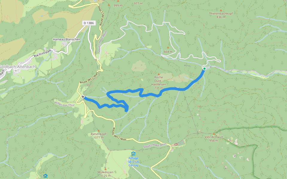 Croix Zimmermann - Freundstein - Triangle vert walking route map in Wuenheim