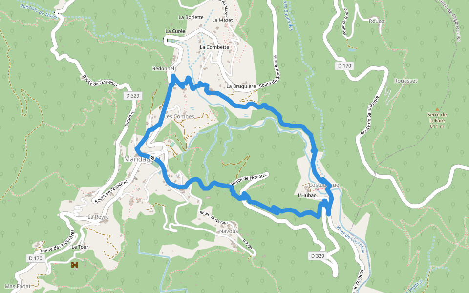 Le chemin de l'oignon walking route map in Mandagout