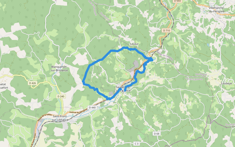 A la découverte du musée de la préhistoire walking route map in Sauveterre-la-Lémance