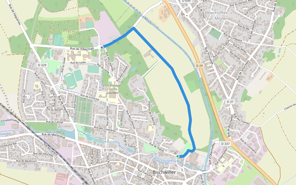 Circuit de l'Obermatt walking route map in Bischwiller