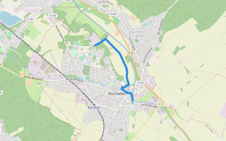 Sentier des Poètes walking route map in Bischwiller