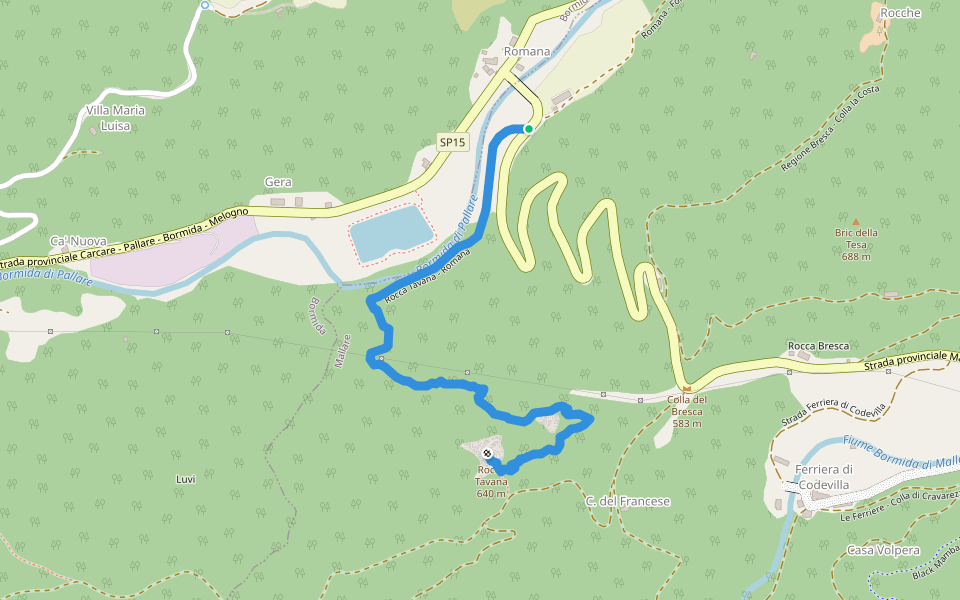 Romana - Rocca Tavana walking route map in Romana