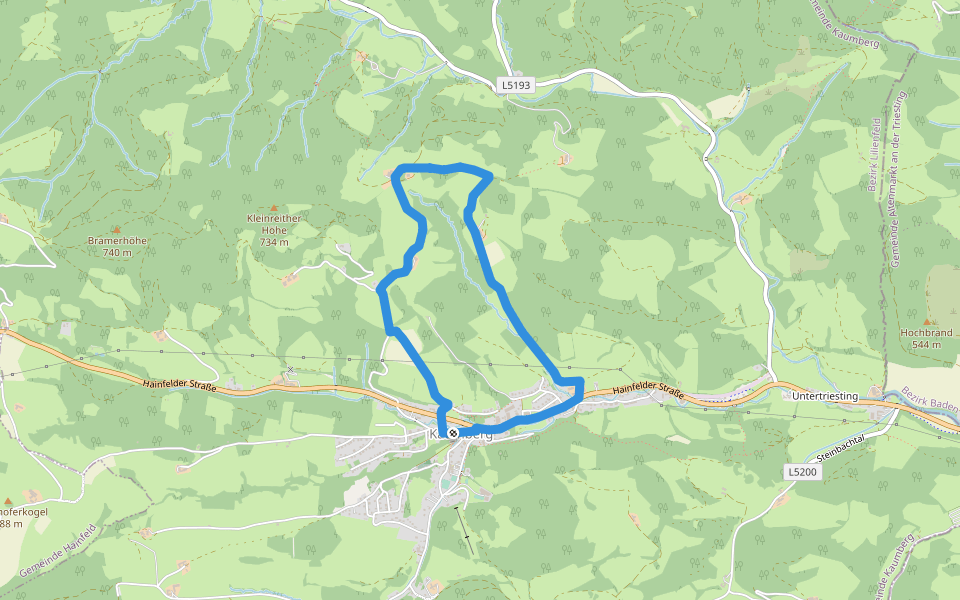 Fuchsweg (Kaumberg - Jura - Grub - Ederhof - Haltestelle Kaumberg) walking route map in Kaumberg