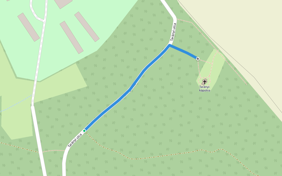 Kék kápolna (Nyírlakpuszta, Tarányi utca - Tarányi-kápolna) walking route map in Sümeg