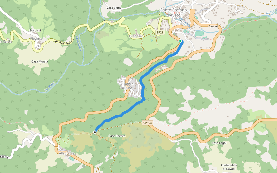 Santo Stefano d'Aveto - Cappelletta di Allegrezze walking route map in Santo Stefano d'Aveto