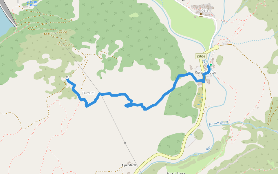 G95b - Riale - Furculti walking route map in Riale