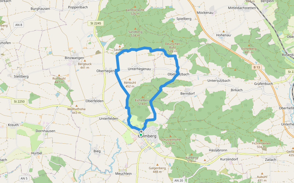 Buntspecht walking route map in Colmberg