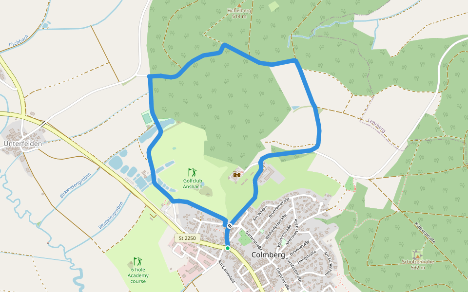 Bergahorn walking route map in Colmberg