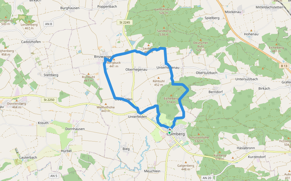 Storch walking route map in Colmberg