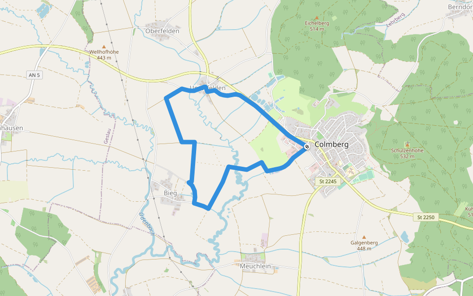 Frosch walking route map in Colmberg