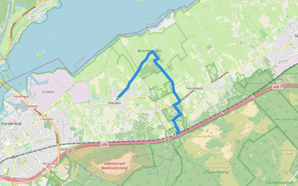 Dwars door Gelderland (1) walking route map in Hierden