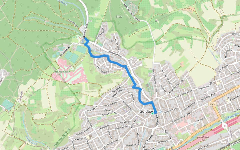 Ortswanderweg Goldbach 1 walking route map in Goldbach