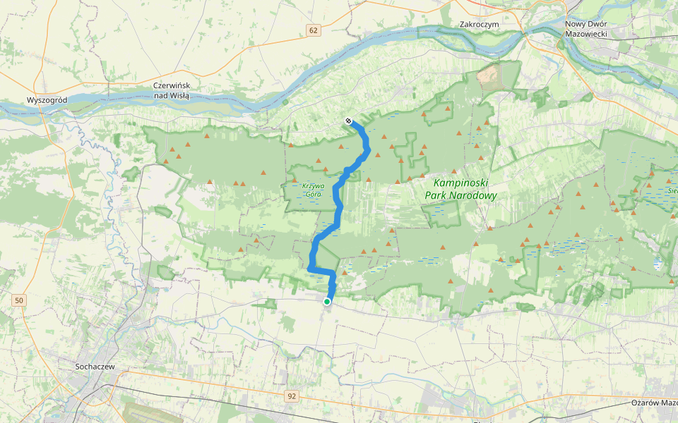 Szlak imienia Zygmunta Padlewskiego walking route map in Kampinos